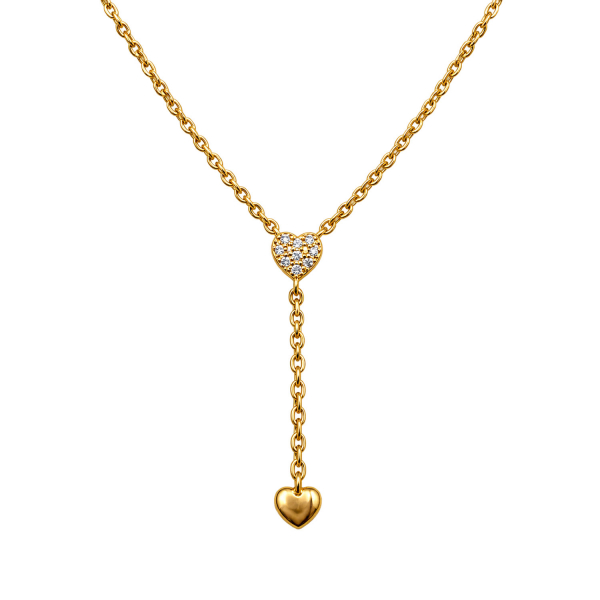Arabella – Y-Kette aus 925 Sterling Silber vergoldet mit Herzen und Zirkonia