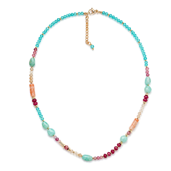 Kette Amita mit Amazonit, pink Aventurin und pink Turmalin
