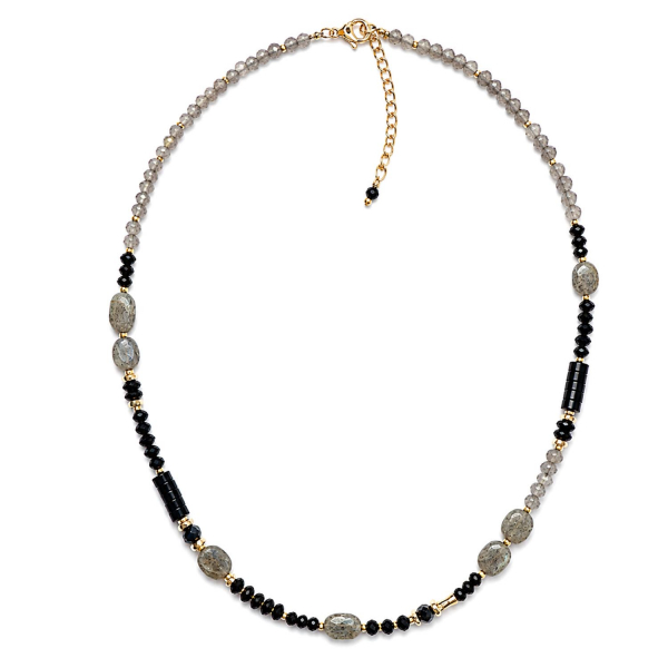 Kette Amita mit Spinell, Obsidian und Labradorit