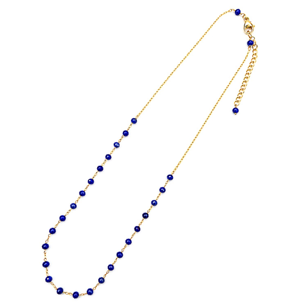 Sodalith Edelstein Kette vergoldet aus Edelstahl