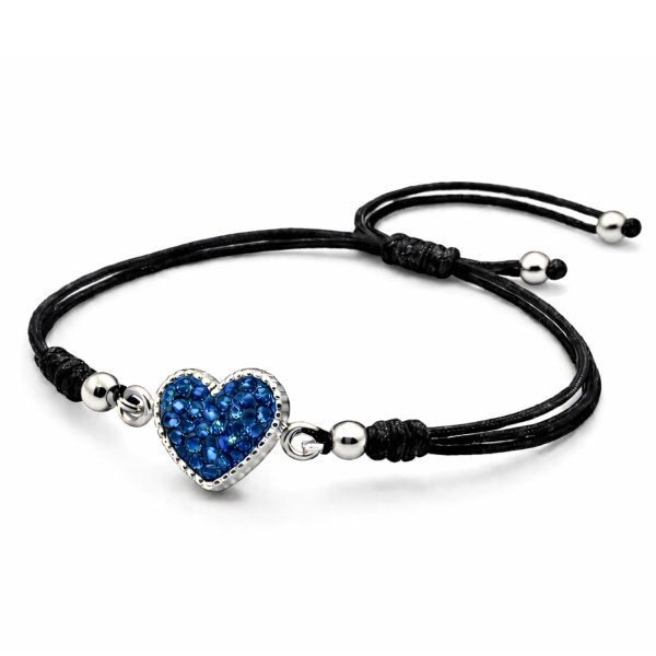 Armband Corazon – Silberherz mit Montana Kristallen, verstellbar