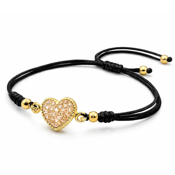 Armband Corazon – Vergoldetes Silberherz mit Preciosa Kristallen Light Peach