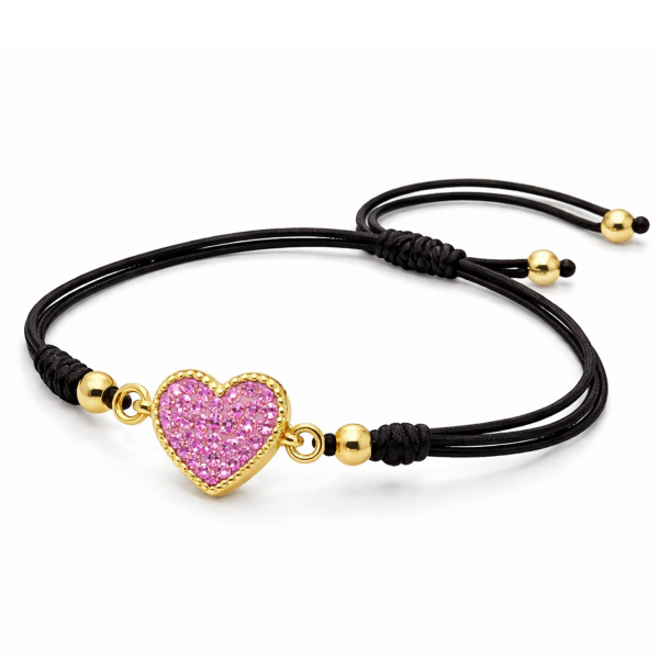 Armband Corazon – Vergoldetes Silberherz mit Preciosa Kristallen Rose