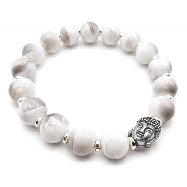 Armband Beach Weiss-Grau Keramikperlen