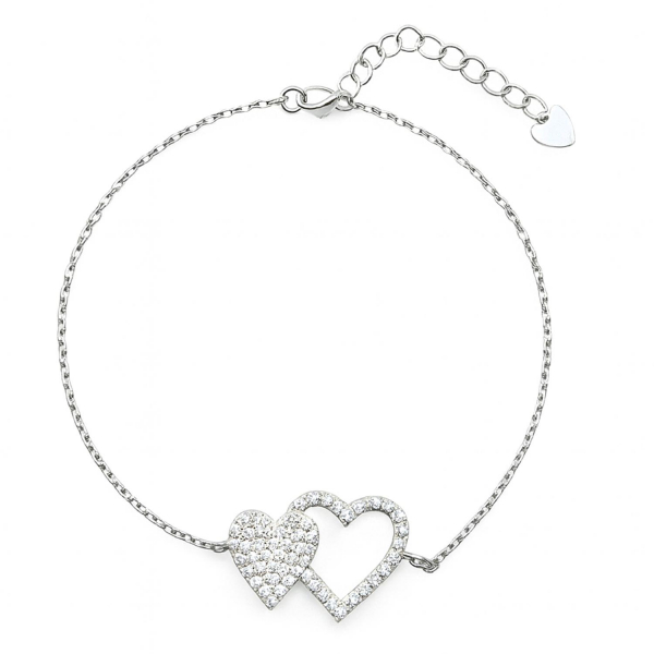 Armband Carina – Herzarmband aus 925 Silber rhodiniert