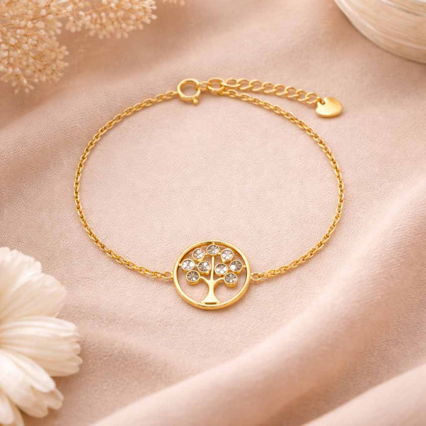 Armband Mirabel – Vergoldeter Lebensbaum mit Zirkonia