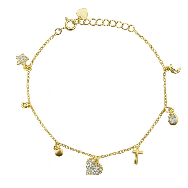 Vergoldetes Armband Rasha mit Symbolanhängern