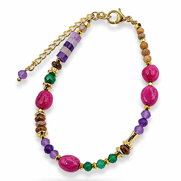 Armband Amita – Amethyst, Green Onyx & Rubin