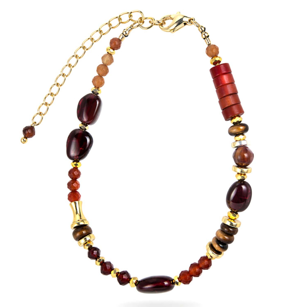 Armband Amita – Granat, Karneol, Achat & Jaspis
