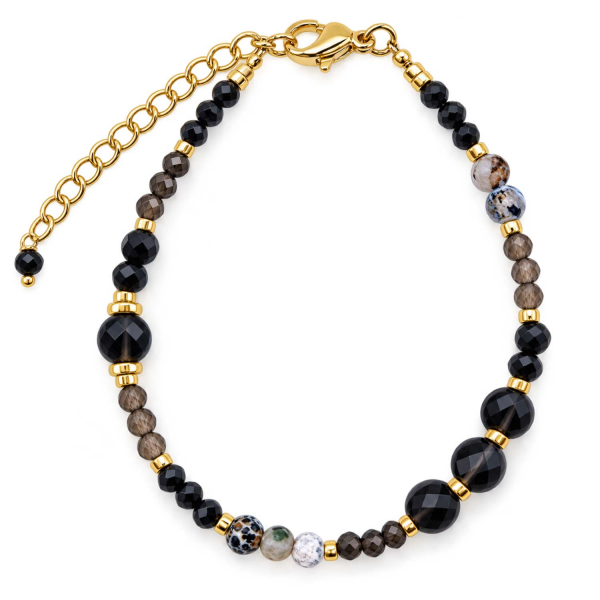 Edelsteinarmband Kesara – Onyx, schwarzer Spinell, Obsidian & Achat