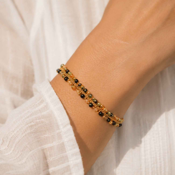 Armband Mayari – Edelstahl mit geschliffenen Glaskristallperlen