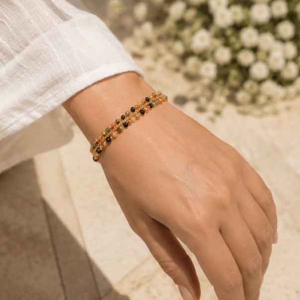 Armband Mayari – Edelstahl mit geschliffenen Glaskristallperlen