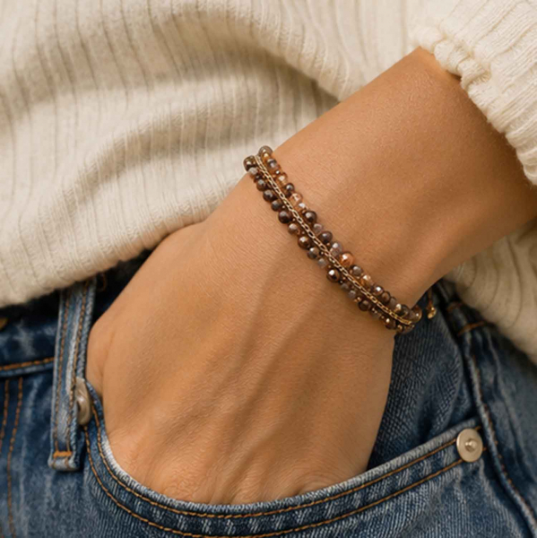 Armband Mayari – Edelstahl mit schimmernden Glasperlen