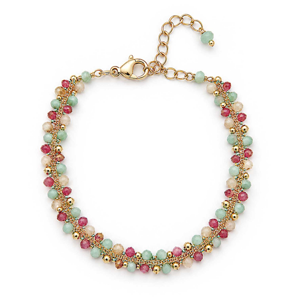 Armband Mayari – Farbige Glasperlen & Edelstahl vergoldet