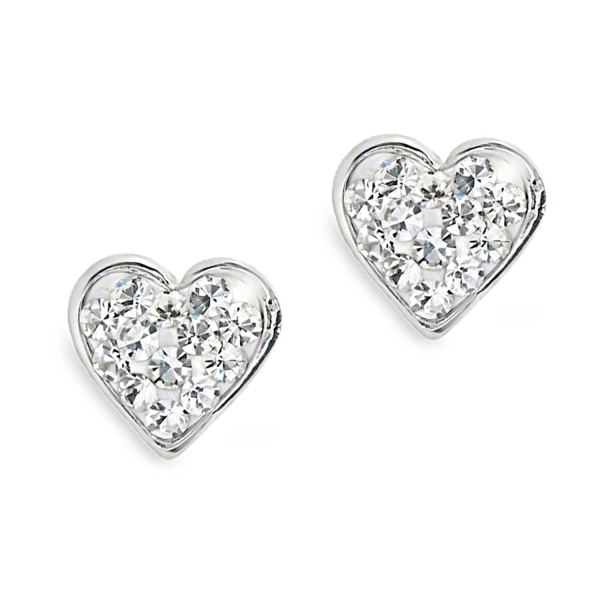 Ohrstecker „Little Heart“ Crystal – 925 Silber rhodiniert mit Preciosa Kristallen, 7 mm