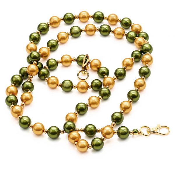 Handykette Olive-Orange – leuchtende 3D-Perlen, handgemacht