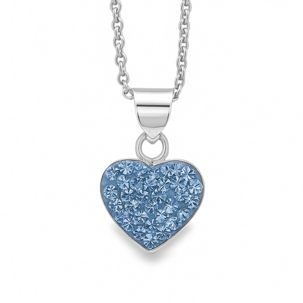 Kette Little Heart aus 925 Silber mit Preciosa Kristallen in Light Sapphire