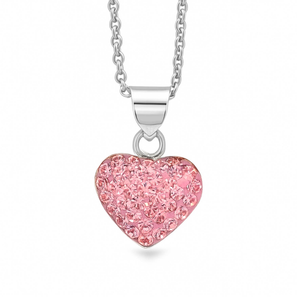 Kette Little Heart aus 925 Silber mit Preciosa Kristallen in Light Rose