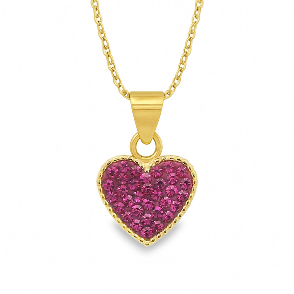 Kette „Corazon“ aus 925 Silber vergoldet mit Preciosa Kristallen – Fuchsia