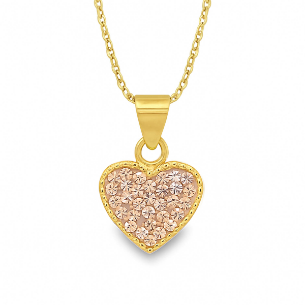 Kette „Corazon“ aus 925 Silber vergoldet mit Preciosa Kristallen – Light Peach