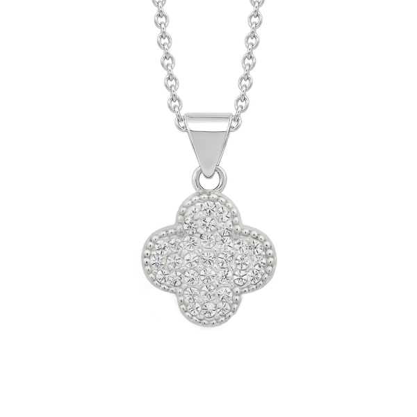 Kette „Clover“ aus 925 Silber rhodiniert mit Preciosa Kristallen – 12 mm