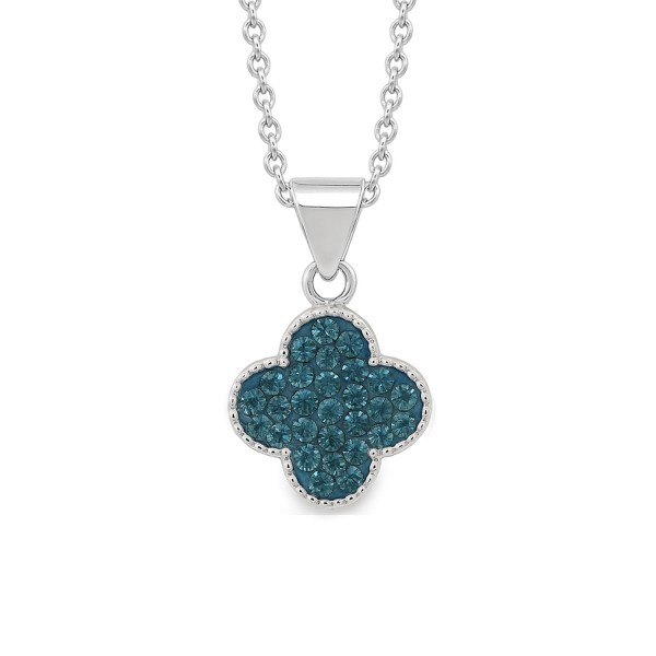 Kette „Clover“ aus 925 Silber rhodiniert mit Preciosa Kristallen – Montana