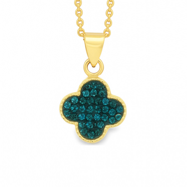 Kette „Clover“ aus 925 Silber vergoldet mit Preciosa Kristallen – Montana