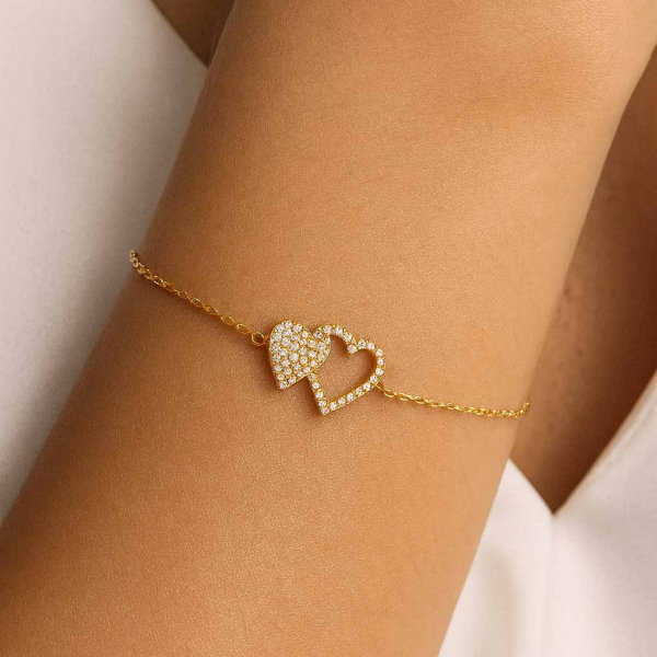 Armband Carina – Vergoldetes Herzarmband mit Zirkonia