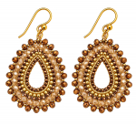 Boho Ohrhänger Arisa – Bronze-Gold mit facettierten Glasperlen